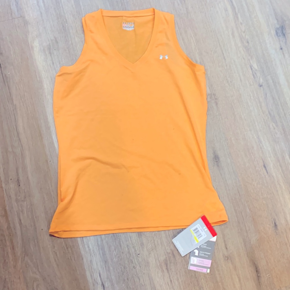 Orange under Armour tank